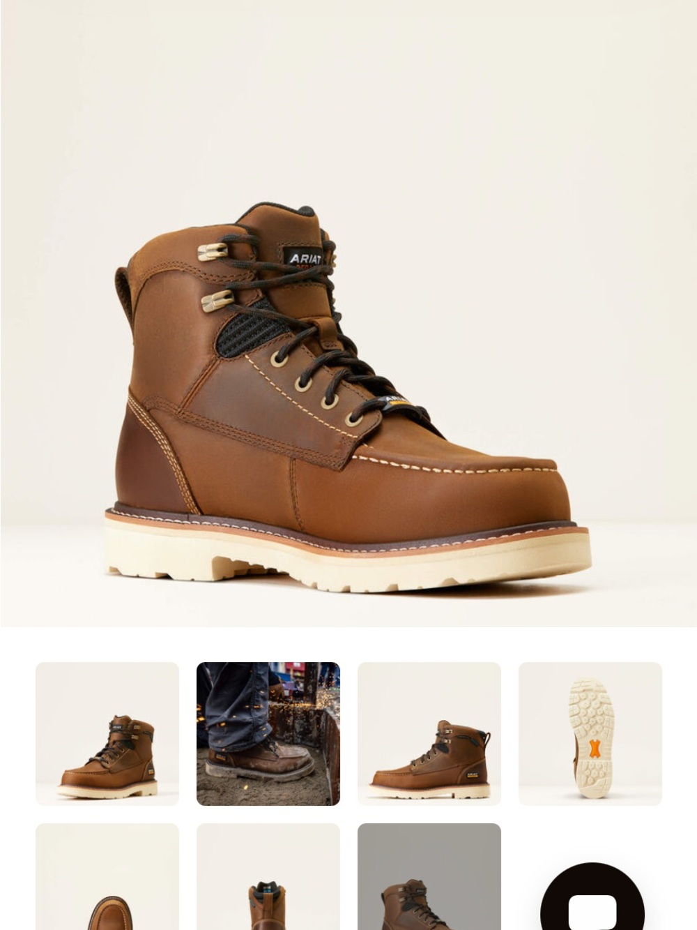 Ariat Rebar Brown Composite Toe Work Boot 8”